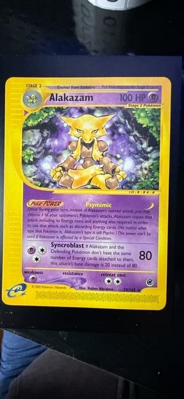 Pokemon TCG Expedition Alakazam 33/165 Rare NM 2002 WotC Vintage Classic Card